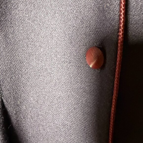 Bill Geoffrey’s Vintage Navy with Burgandy Trim and Buttons Coat Dress Sz 4 - Picture 7 of 8